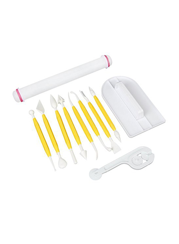 

HOSL 11-Piece Sugarcraft Icing Modeling Tool Kit, Yellow/White