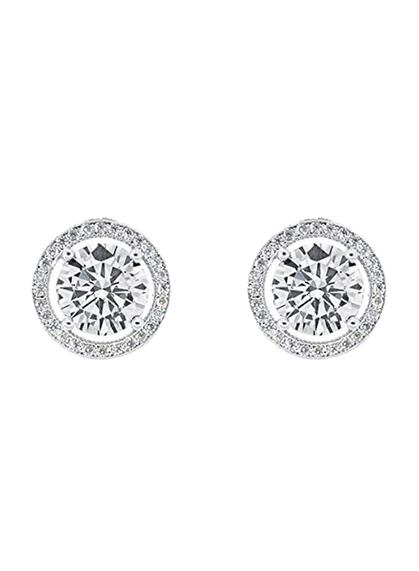 

Cate & Chloe Ariel 18k White Gold Round-Cut Halo Stud Earrings for Women with Cubic Zirconia Stone, Silver