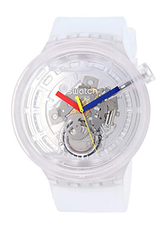 

Swatch Big Bold Analog Quartz Watch Unisex with Silicone Strap, Transparent