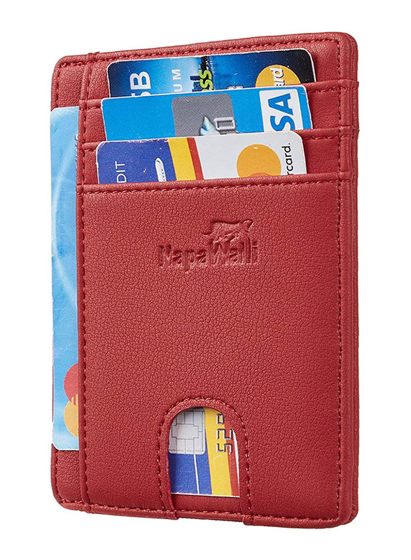 

NapaWalli RFID Blocking Minimalist Genuine Leather Slim Front Pocket Wallet For Men, Alaskia Red