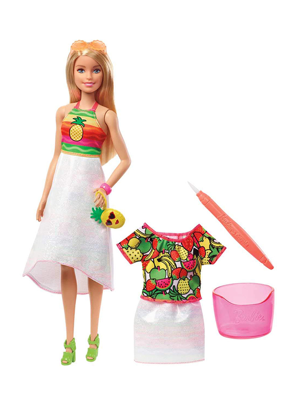

Barbie Crayola Rainbow Fruit Surprise Doll, GBK18, Ages 5+ Blue