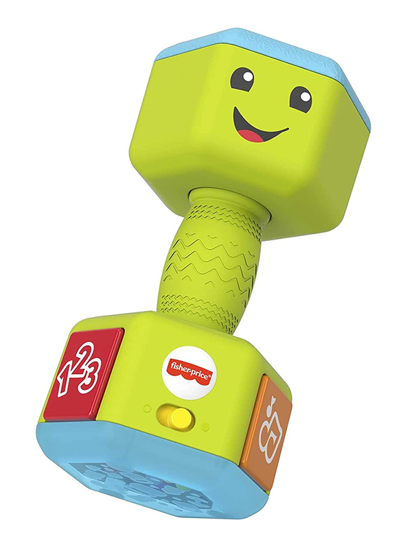 

Fisher Price Laugh Learn Countin Reps Dumbbell Rattle Toy, Ages 3+, Multicolour
