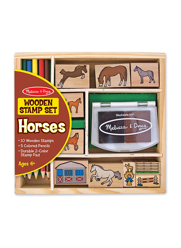 

Melissa & Doug Horses Wooden Stamp Activity Set, 17 Pieces, Brown