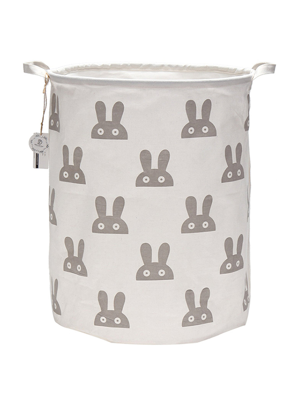 

Sea Team 19.7" Cute Bunny Waterproof Coating Folding Laundry Hamper, White/Grey
