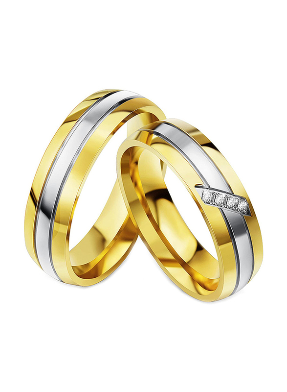 

LineAve Stainless Steel His or Her Couple Matching Wedding Ring, Gold/Silver, US 12