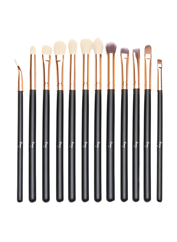 

Qivange Eye Brush Set, 12 Pieces, Black/Rose Gold