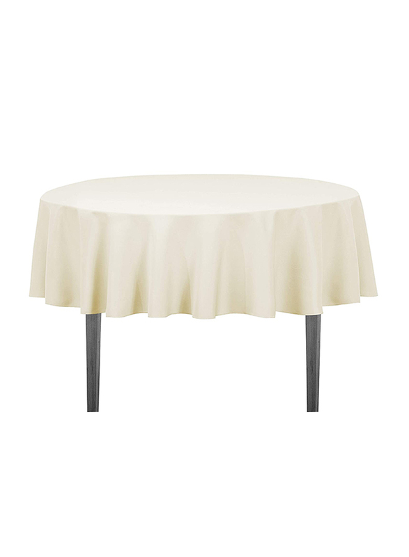 

Linen Tablecloth 70-inch Polyester Round Table Cover, Ivory Beige