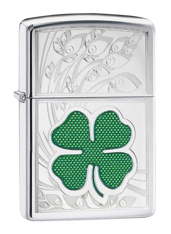 

Zippo Clover Design High Polish Pocket Lighter, Chrome Silver