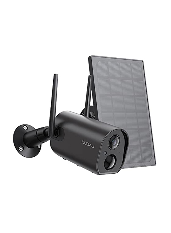 

Cooau Outdoor 1080p Solar Powered WiFi Home Surveillance Camera with Rechargeable Battery, Black