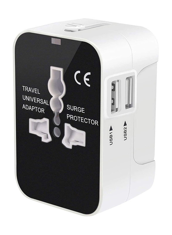 

Onxigli ZGGCD US/AU/UK/EU International Plug Adapter Wall Charger, Dual USB Port, White/Black