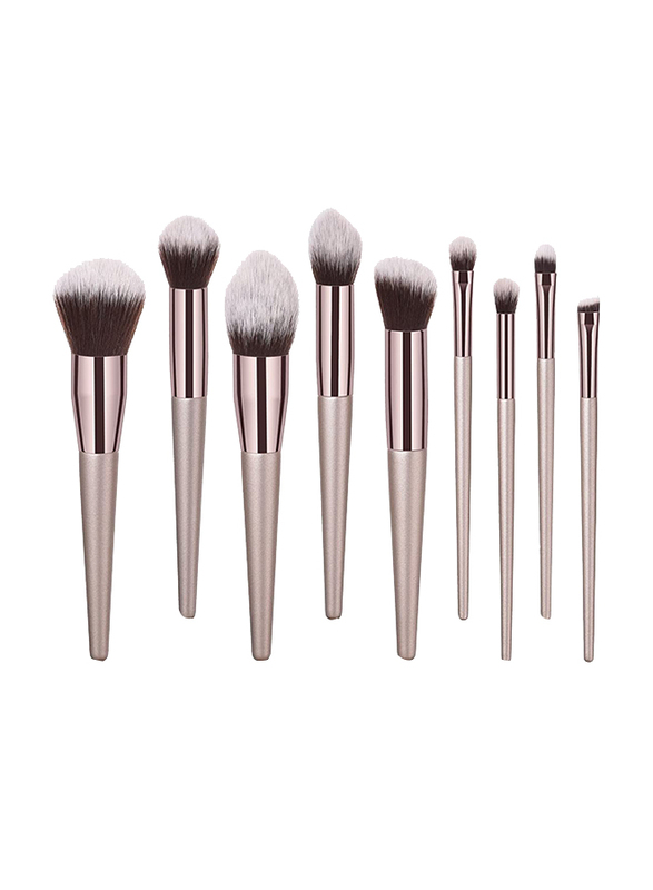

Melonry 9-Piece Makeup Brush Set, Silver