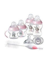 Tommee Tippee Closer to Nature, Newborn Baby Bottle Feeding Starter Set for Girl, Pink/Clear