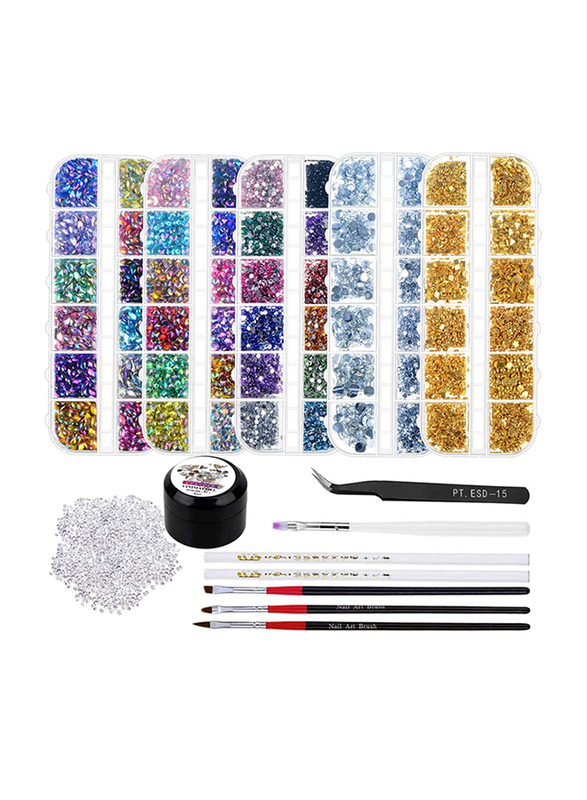 

Selizo Gems Crystals Nail Art Rhinestones, 8240 Pieces, Multicolour