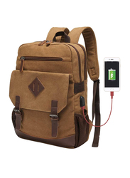 Modoker 15.6-inch Multipurpose Travel Hiking Daypack Backpack Laptop Bag with USB Port, Brown