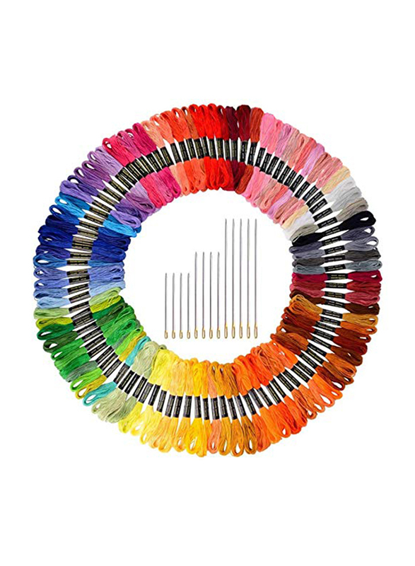 

Paxcoo Embroidery Floss Cross Stitch Skeins Thread with Needles, 124 Piece, Multicolour