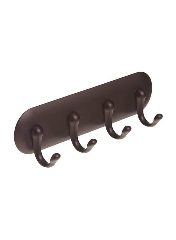 

IDesign York Self Adhesive Stainless Steel 4 Hook Key Rack, Brown