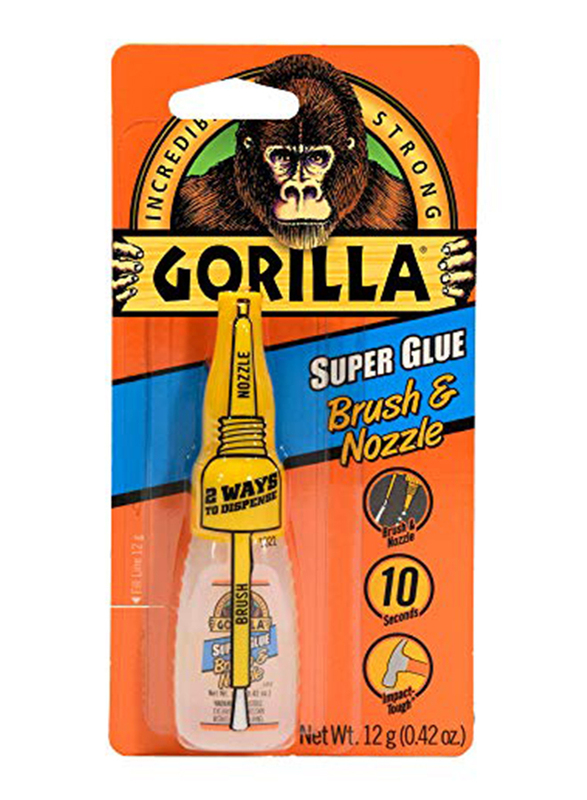 

Gorilla Super Glue with Brush Nozzle Applicator, Clear, 12gm