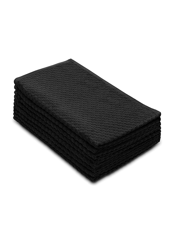 

Generic Cotton Craft 8 Piece Euro Cafe Waffle Weave Terry Kitchen Towels, 16 x 28 Inch, Black