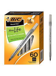 Bic 60-Piece Round Stic Extra Life Medium Ballpoint Pen Set, 1.0mm, Black