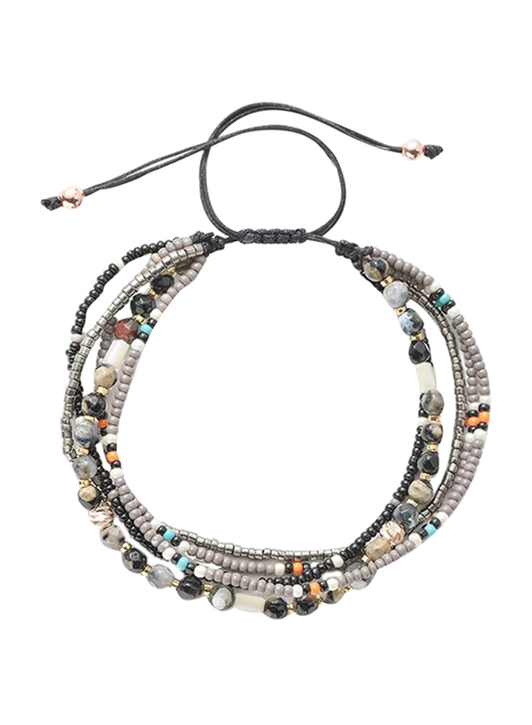 

Joya Gift Adjustable Bohemian Braided Wrap Bracelet for Women with Beads & Crystal, Multicolour