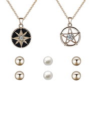 Pinkh 5-Piece Star Pendant Necklaces and Stud Earrings Set, Rose Gold