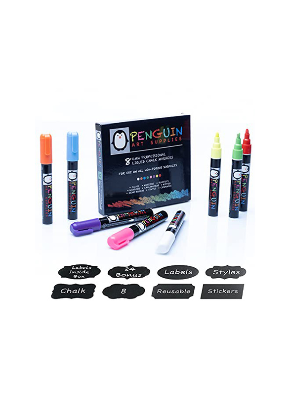 

Penguin Art Supplies Liquid Chalk Marker Set, 8 Pieces, Multicolour