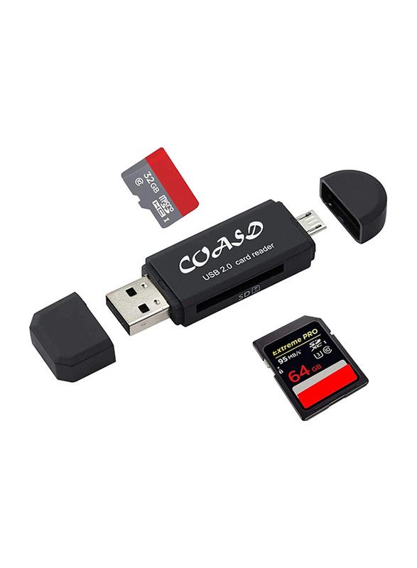 

Digital A-Star USB 3.0 Type C and Standard USB Male Memory Card Reader, Black