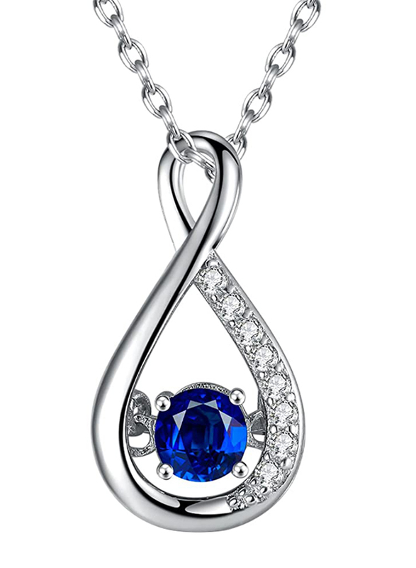 

Caperci 18-Inch Sterling Silver Pendant Necklace for Women, with Sapphire & Cubic Zirconia Stone, Blue/Silver