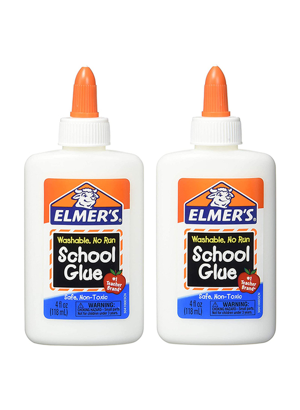 

Elmer's Washable No-Run School Glue, 4 oz x 2 Pieces, Multicolour