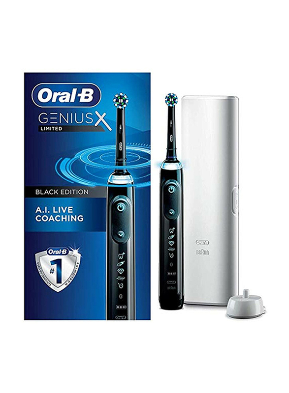

Oral B Genius X Limited Electric Toothbrush with Artificial Intelligence, Midnight Black, 1 Piece