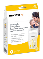 Medela Breast Milk Storage Bags, 6 oz, 25 Pieces, Clear