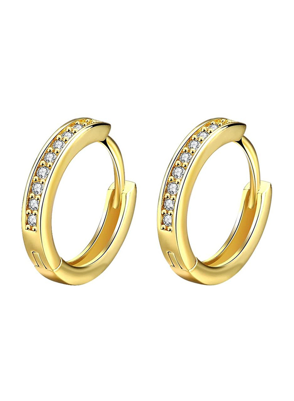 

NewZenro Cubic Zirconia 14K Yellow Huggie Diamond Hoop Earrings for Women, Gold