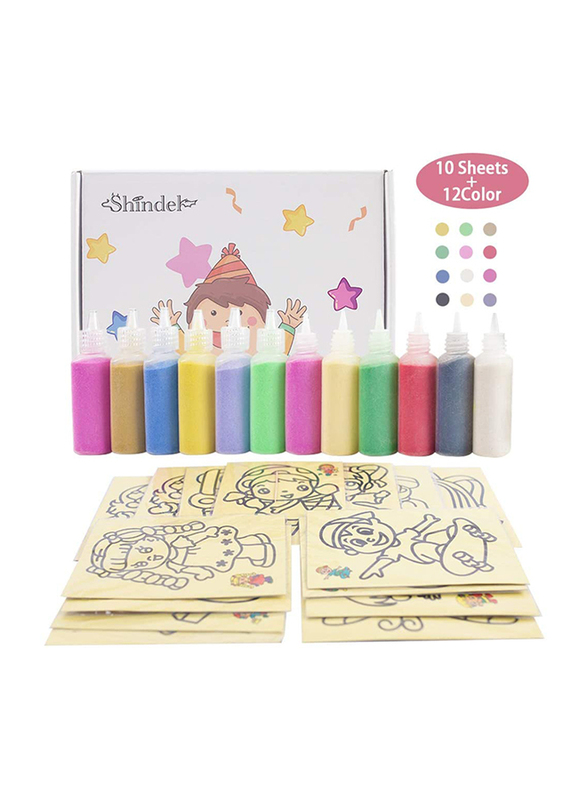 

Shindel Colored Sand Art with Painting Cards Kit, 12 Piece, Multicolour