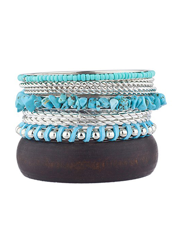 

Lux Boho Wooden Bangle for Women with Beads, Multicolour