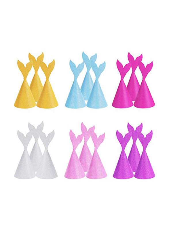 

Satinor Glitter Mermaid Tail Party Hats Birthday Crown for Party Decoration Coming with Ropes, 18 Pieces