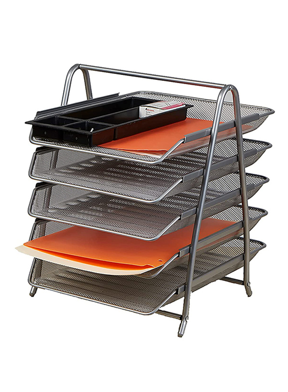 

Simple Houseware 6 Trays Desktop Document Letter Tray Organizer, Black