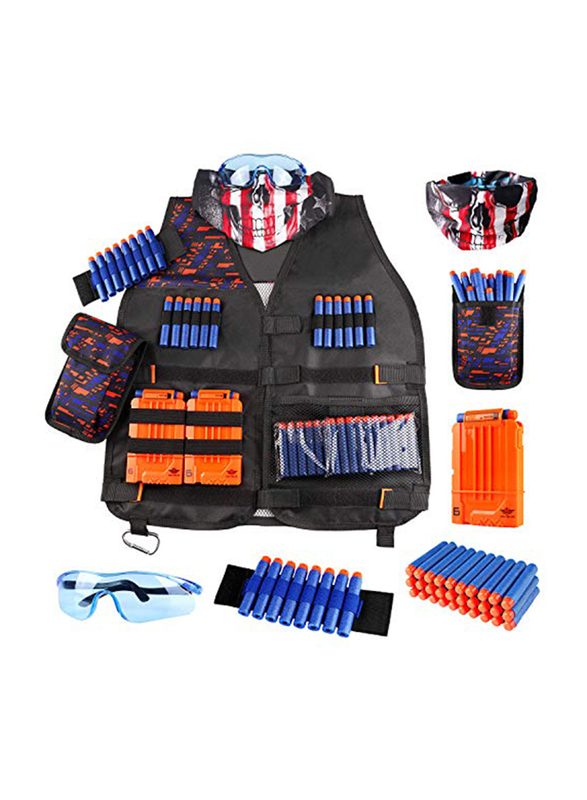 

Uwantedme Hoot Kids Tactical Vest Kit for Nerf Guns N Strike Elite Series with Refill Darts, Dart Pouch, Reload Clip, Tactical Mask, Wrist Band and Pr