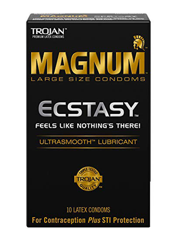 

Trojan Magnum Ecstasy Large Size Condoms, 10-Pieces, Black