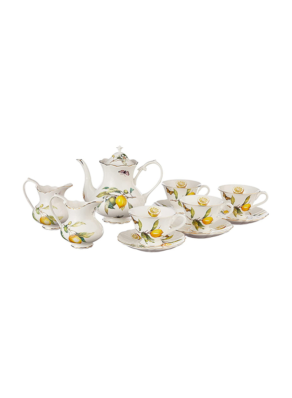 

Grace Teaware 11-Piece Porcelain Lemon Tea Set, AM/SG107, Multicolour