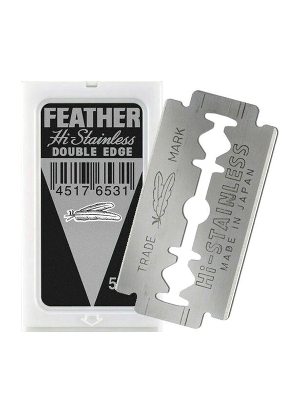 

Feather Hi-Stainless Double Edge Razor Blades, Silver, 5 Pieces