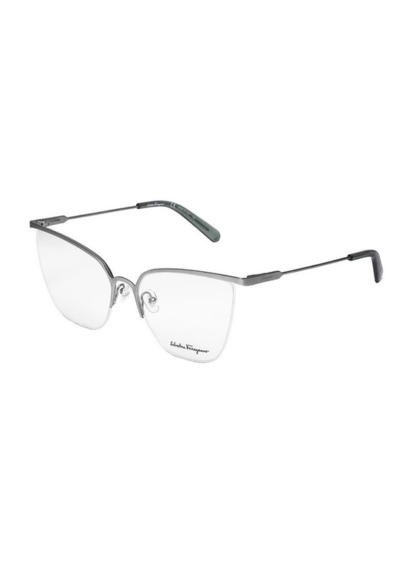 

Salvatore Ferragamo Half-Rim Cat Eye Silver Frame for Women, SF2197, 57/17/140