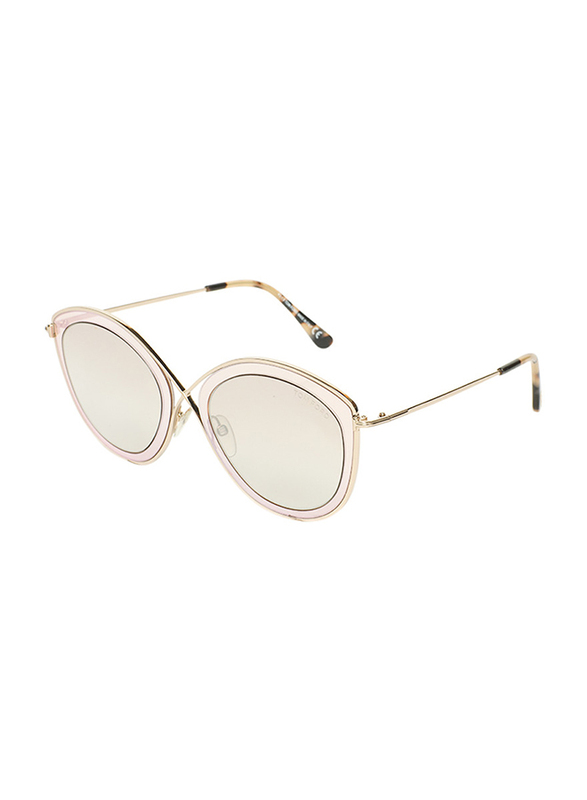Tom Ford Full-Rim Cat Eye Gold Sunglasses for Women, Mirrored Gold Lens, TF604, 55/22/140