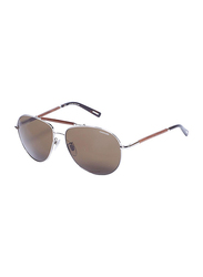 Chopard Full Rim Aviator Silver Unisex Sunglasses, Brown Lens, SCHC36V, 60/14/140
