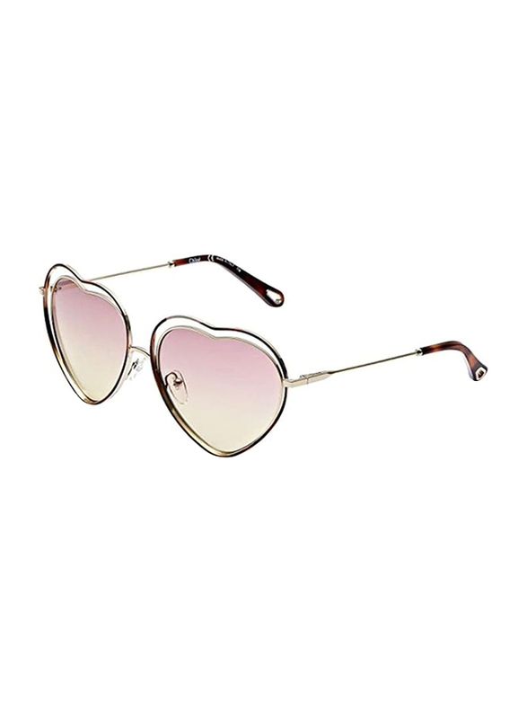 

Chloe Full Rim Heart Gold Sunglasses for Women, Pink Lens, CE131S, 61/16/140
