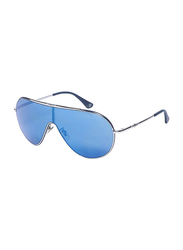Police Full-Rim Aviator Silver Unisex Sunglasses, Mirrored Blue Lens, SPL964, 99/0/140