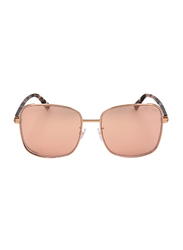 Tom Ford Full-Rim Square Shiny Rose Gold Sunglasses for Women, Mirrored Gold Lens, TF722-K, 59/17/145