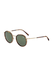 Jaguar Full Rim Round Gold/Havana Sunglasses for Men, Grey Lens, 37453, 49/21/140