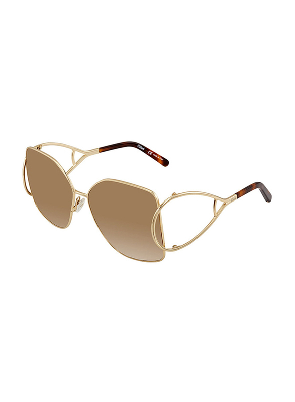 

Chloe Full Rim Butterfly Gold Sunglasses for Women, Mirrored Brown Lens, CE135S, 63/15/135