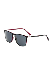 Jaguar Full Rim Rectangle Black/Red Sunglasses for Men, Black Lens, 37615, 56/16/140