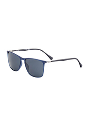 Jaguar Full Rim Rectangle Blue Sunglasses for Men, Grey Lens, 37615, 56/16/140